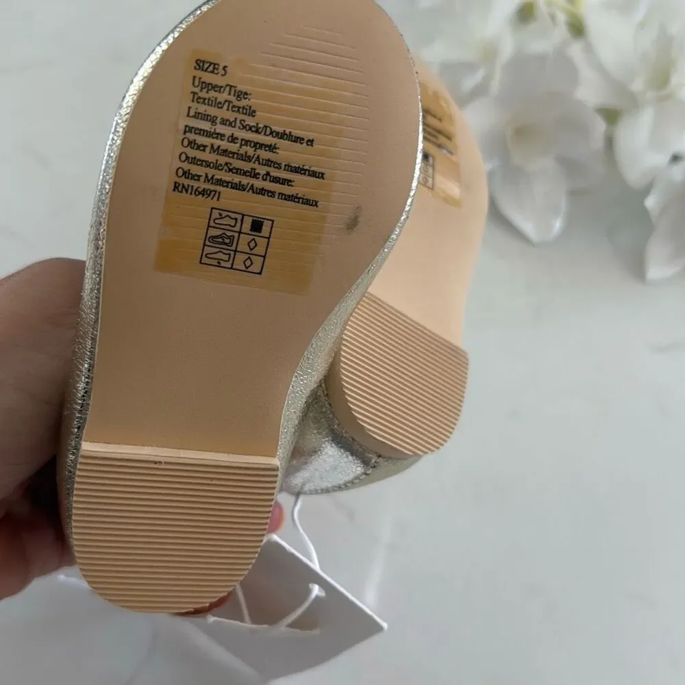 Janie and Jack Metallic Bow Ballet Flat in Gold Size 5